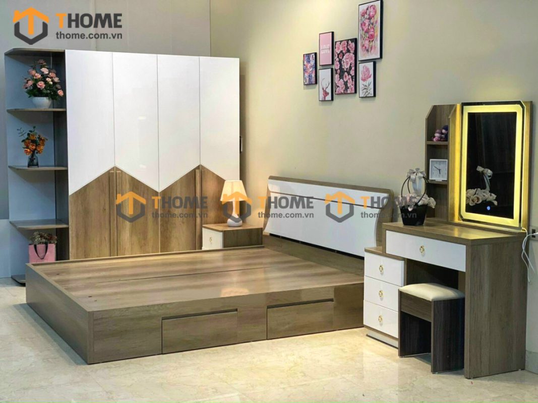 Hình ảnh thi công gỗ công nghiệp Combo bộ phòng ngủ 02 TTTC-02CN
