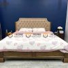 Giường ngủ gỗ sồi tự nhiên đầu nệm Indochina GNĐN-13SM