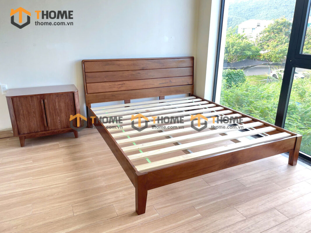 Giường Ngủ Gỗ Sồi Tự Nhiên Nate Màu Óc Chó GN-18SN