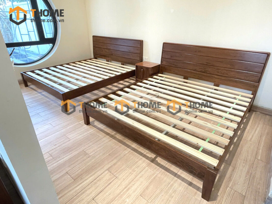 Giường Ngủ Gỗ Sồi Tự Nhiên Nate Màu Óc Chó GN-18SN