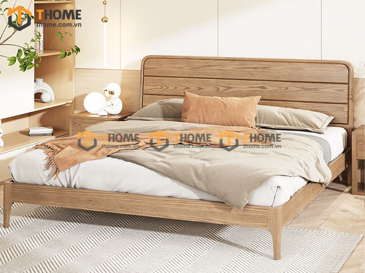 Giường ngủ Nate gỗ sồi tự nhiên màu tự nhiên GN-17SN