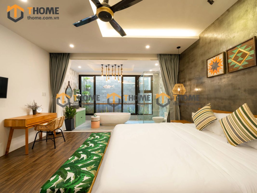Hình ảnh thi công gỗ sồi tự nhiên khách sạn PADDY Hội An TTTC-02KS
