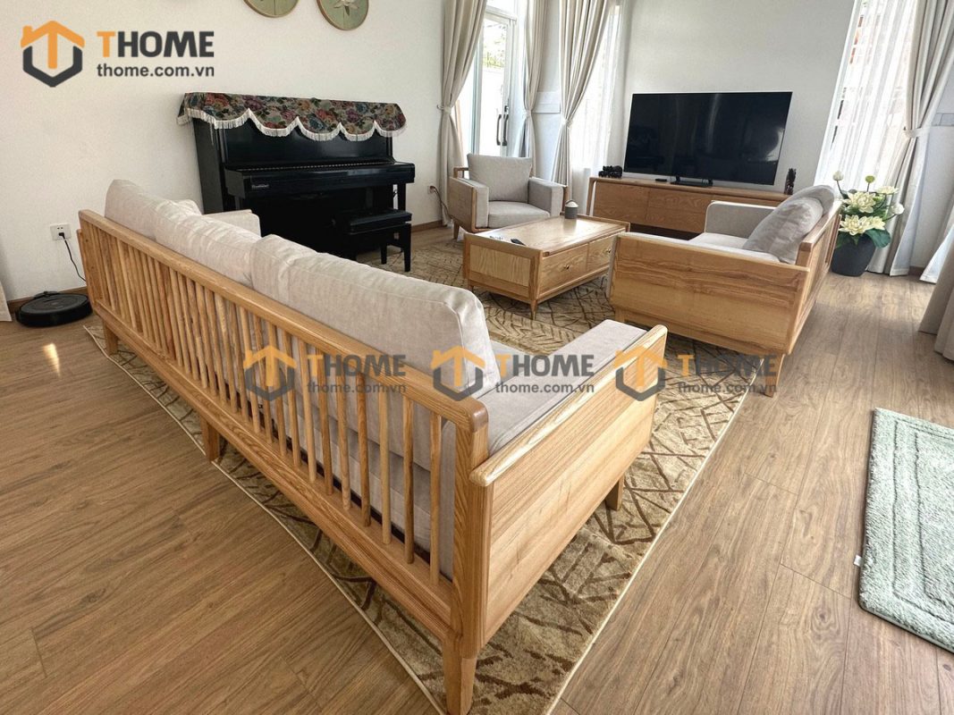Hình ảnh thi công gỗ sồi tự nhiên nhà anh Sơn Hòa Xuân TTTC-05SN