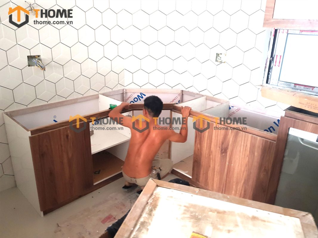 Hình ảnh thi công gỗ sồi tự nhiên chị Vân Dũng Sỹ Thanh Khê TTTC-06CN