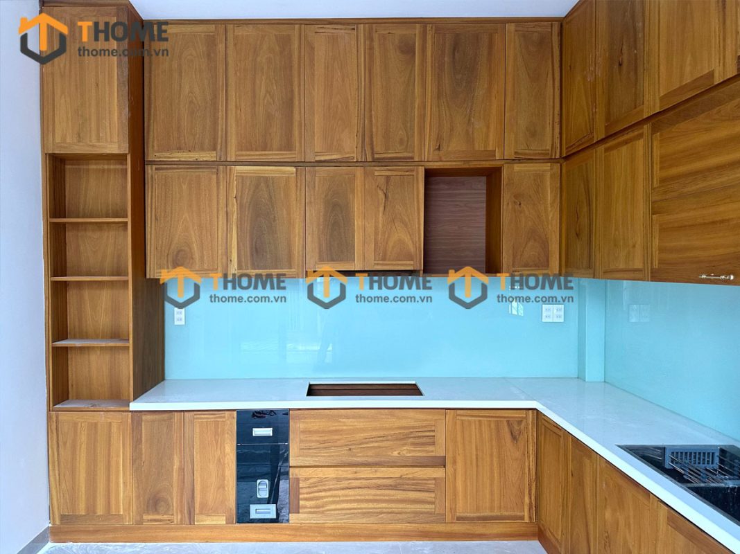 Hình ảnh thi công gỗ sồi tự nhiên nhà anh Vũ Điện Biên Phủ TTTC-21SN