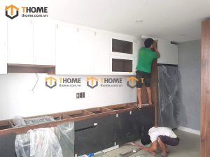 Hình ảnh thi công gỗ sồi tự nhiên nhà chị Lisa Nam Hòa Xuân TTTC-09SM