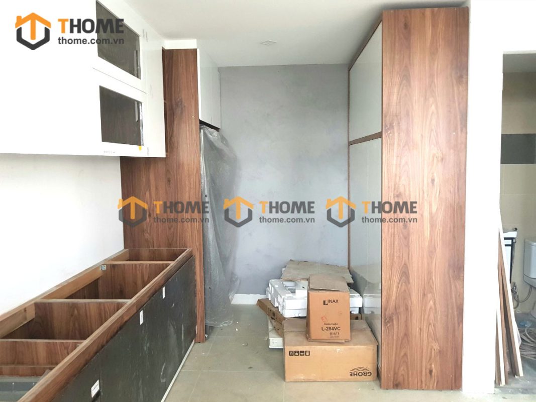 Hình ảnh thi công gỗ sồi tự nhiên nhà chị Lisa Nam Hòa Xuân TTTC-09SM