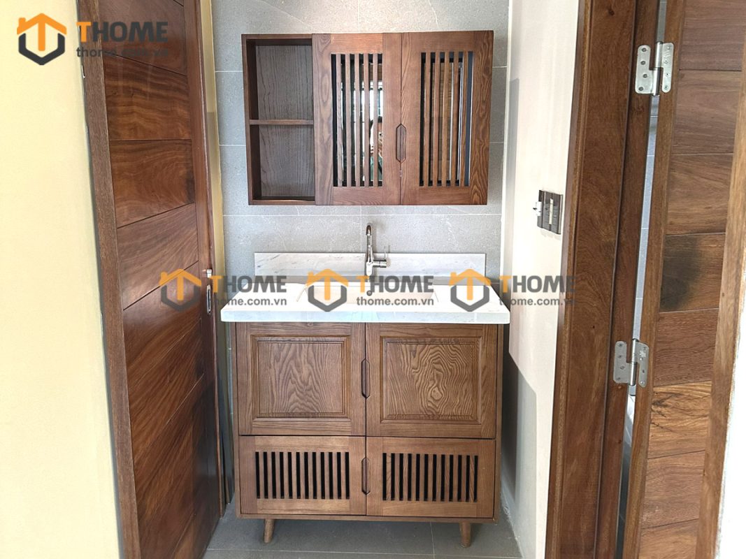 Hình ảnh thi công gỗ sồi tự nhiên nhà chị Trâm Sơn Trà TTTC-04SN