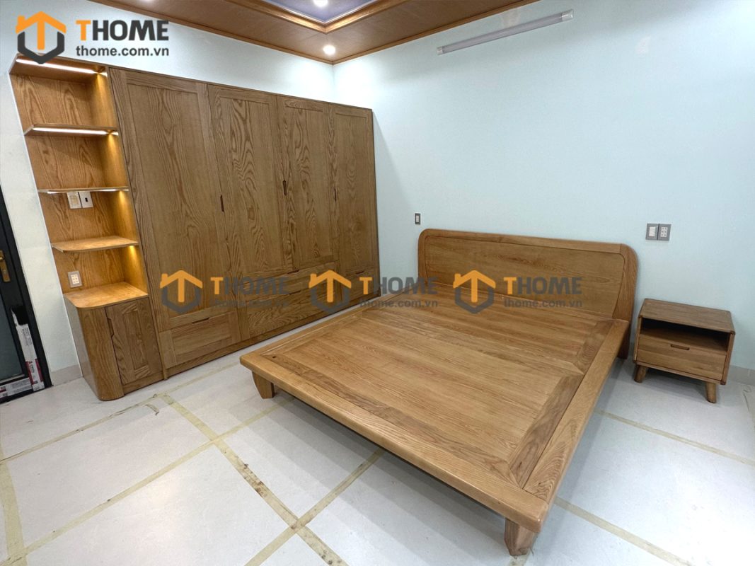 Hình ảnh thi công gỗ sồi tự nhiên nhà anh Huy Trần Nhân Tông TTTC-22SN