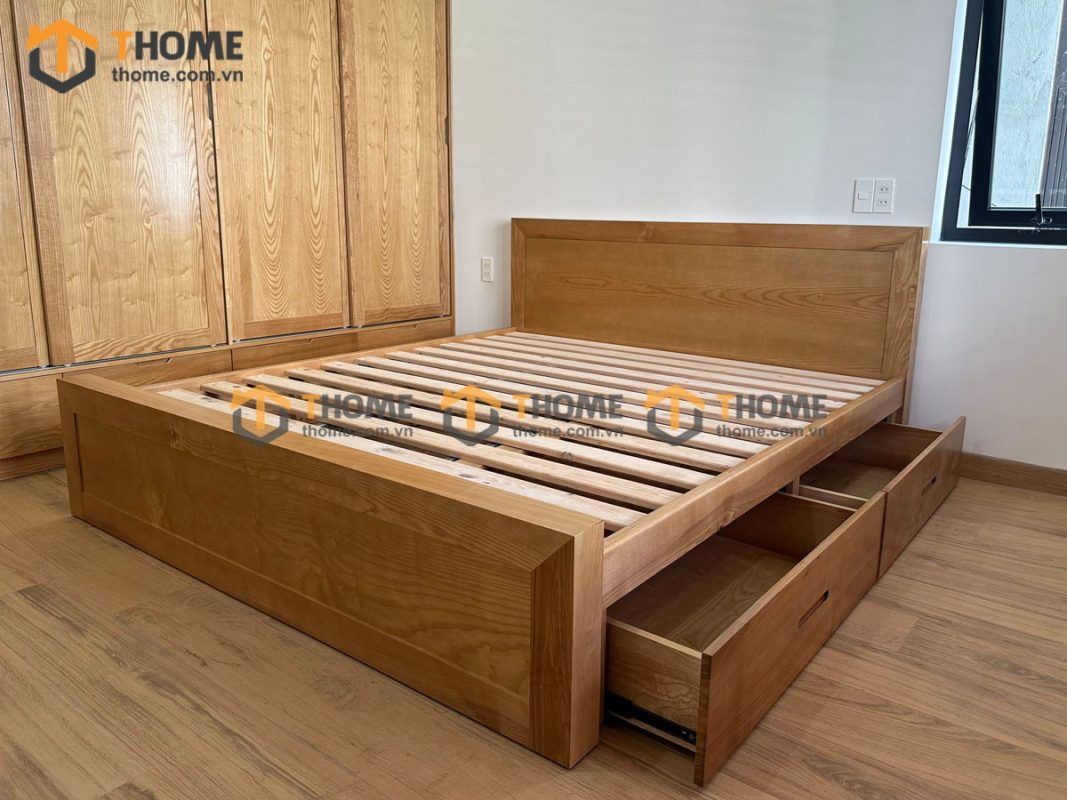 Hình ảnh thi công gỗ sồi tự nhiên nhà anh Vũ Điện Biên Phủ TTTC-21SN