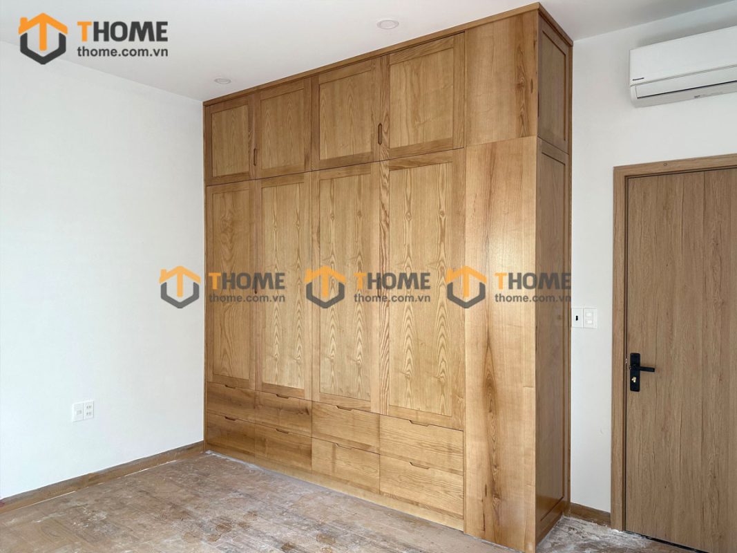 Hình ảnh thi công gỗ sồi tự nhiên nhà anh Vũ Điện Biên Phủ TTTC-21SN