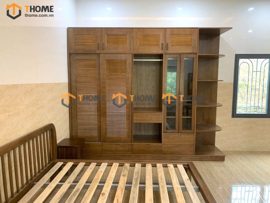 Hình ảnh thi công gỗ sồi tự nhiên nhà chị Giang Hòa Ninh TTTC-14SN