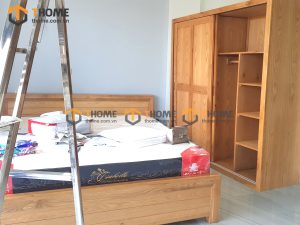 Hình ảnh thi công gỗ sồi tự nhiên nhà chị Linh Hoàng Hoa Thám TTTC-15SM