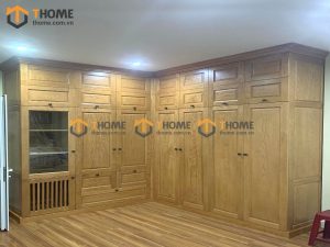Hình ảnh thi công gỗ sồi tự nhiên nhà chị Tú Anh Tiểu La TTTC-10SN