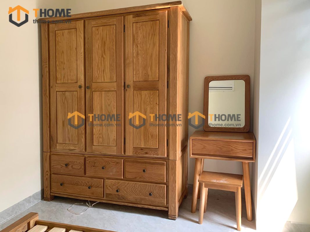 Hình ảnh thi công gỗ sồi tự nhiên nhà chị Uyên Phan Châu Trinh TTTC-18SM