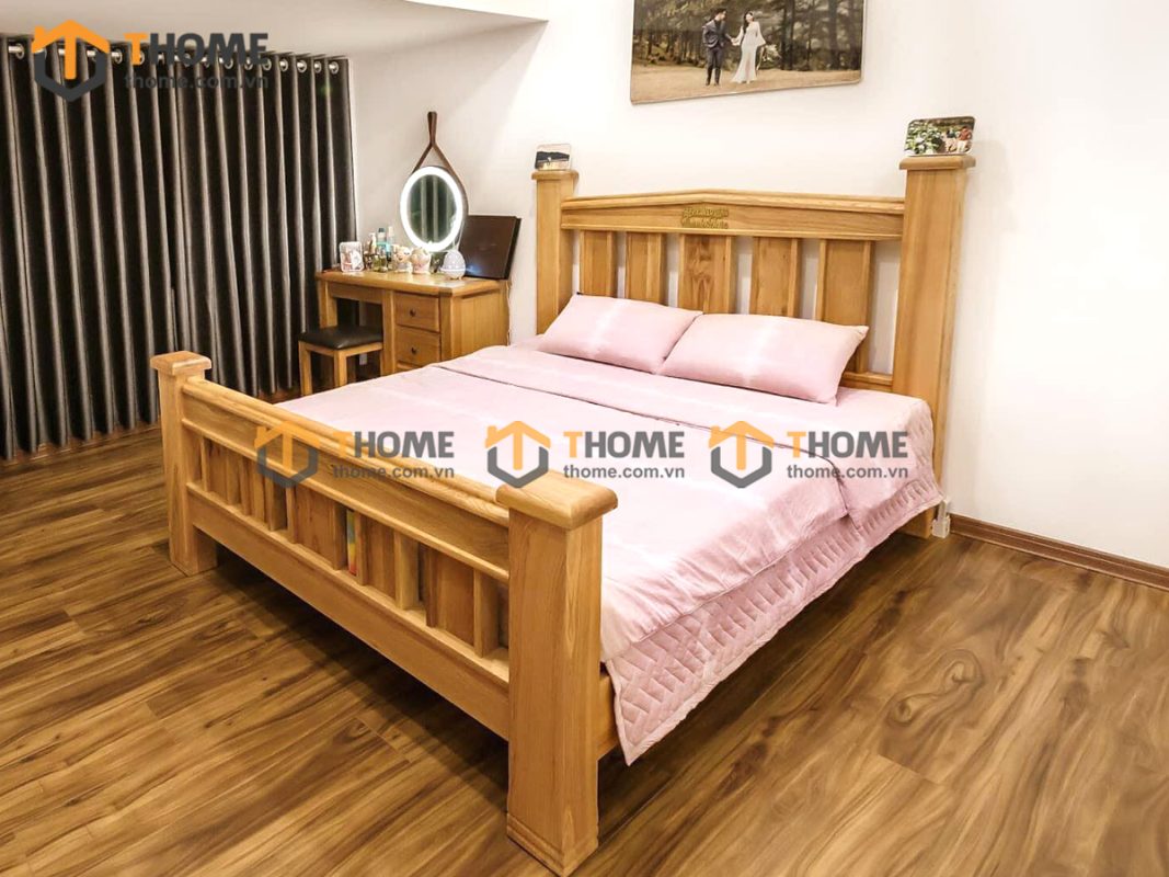 Hình ảnh thi công gỗ sồi tự nhiên nhà em Hải Thăng Long TTTC-17SM