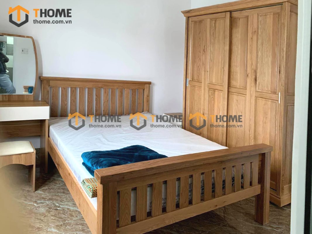 Hình ảnh thi công gỗ sồi tự nhiên nhà chú Thương Điện Biên Phủ TTTC-16SM
