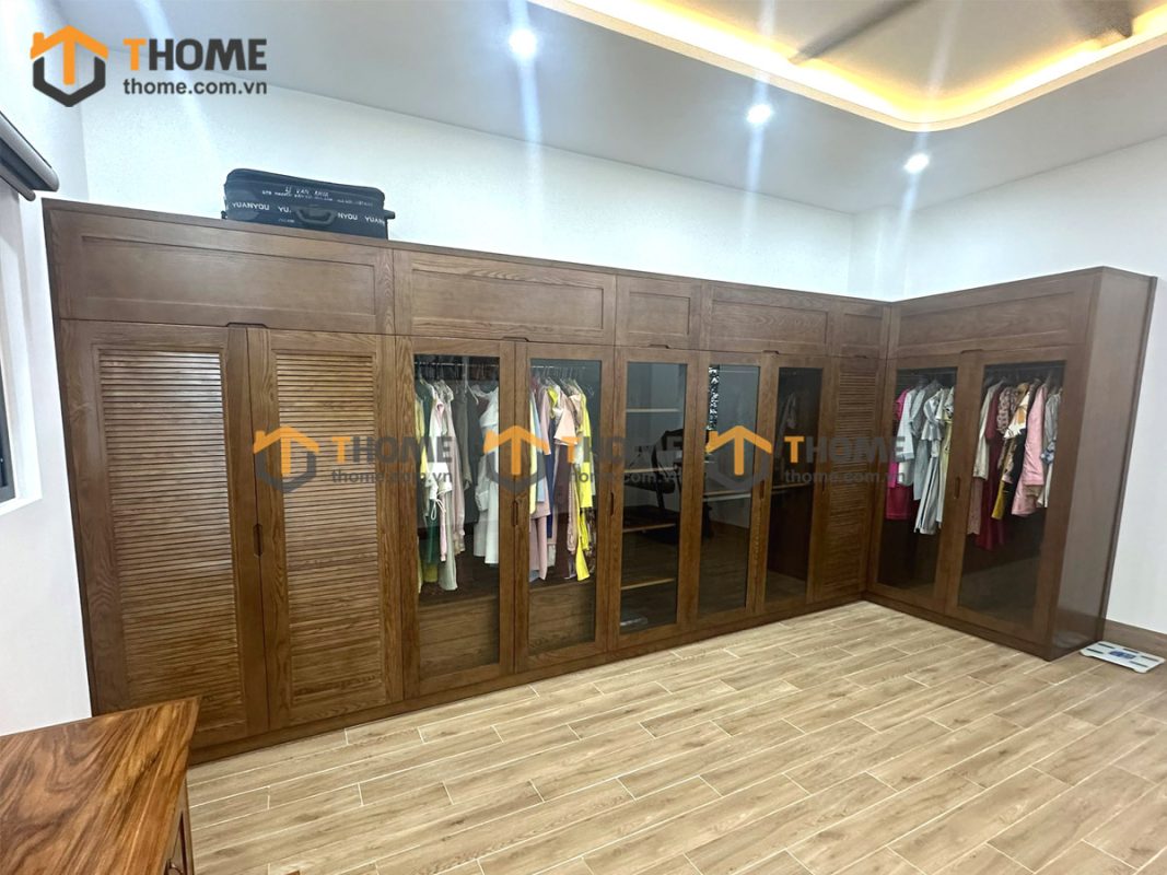 Hình ảnh thi công gỗ sồi tự nhiên nhà chị Thu Nam Việt Á TTTC-02SN