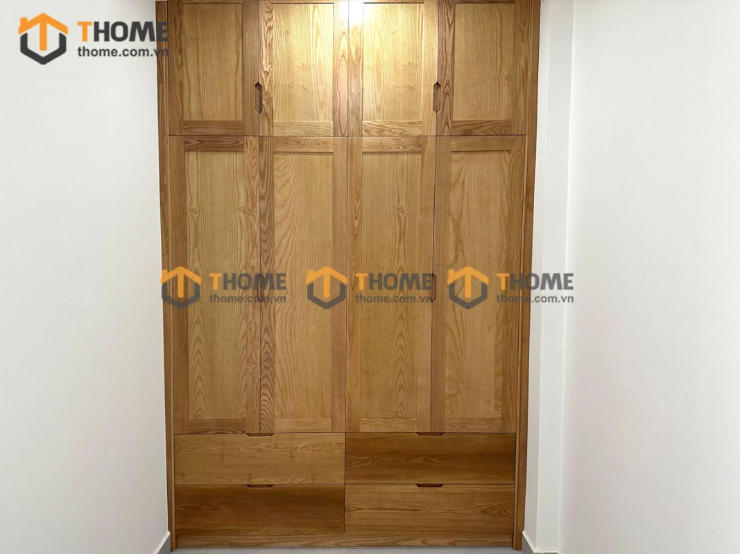Hình ảnh thi công gỗ sồi tự nhiên nhà anh Vũ Điện Biên Phủ TTTC-21SN