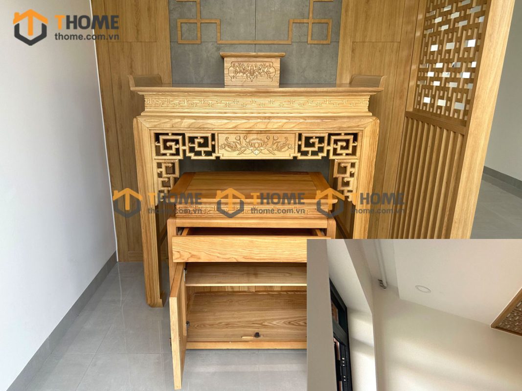 Hình ảnh thi công gỗ sồi tự nhiên nhà anh Vũ Điện Biên Phủ TTTC-21SN