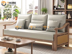 Sofa giường gỗ sồi tự nhiên Nordic tay cong SFB-06SN