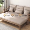 Sofa giường gỗ sồi tự nhiên Nordic tay cong SFB-06SN