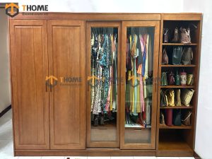 Tủ áo gỗ sồi tự nhiên thiết kế 07 TA-17SN