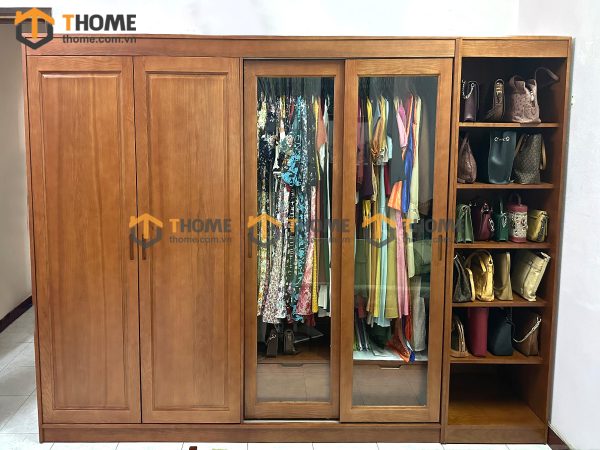 Tủ áo gỗ sồi tự nhiên thiết kế 07 TA-17SN