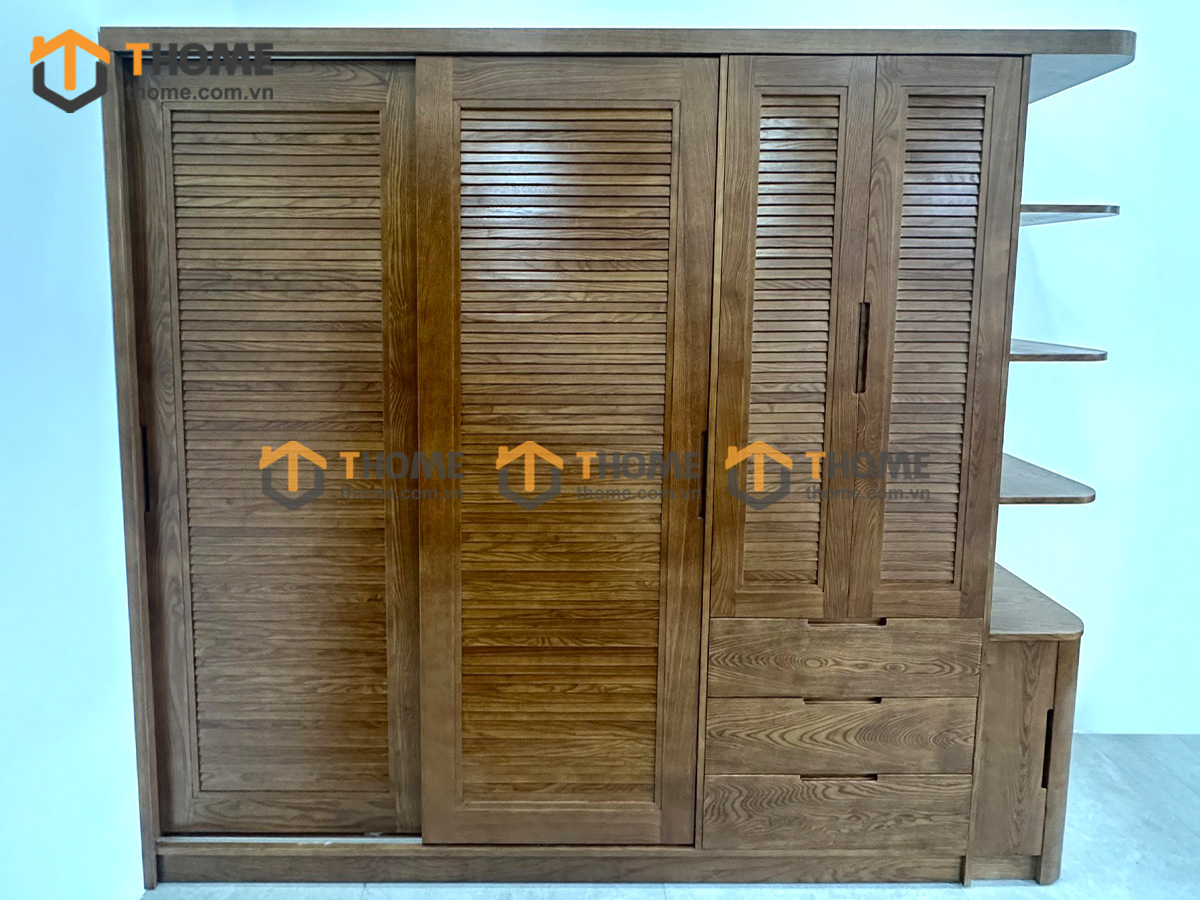 Tủ áo gỗ sồi tự nhiên thiết kế 09 TA-19SN