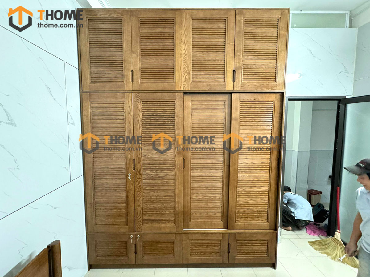 Tủ áo gỗ sồi tự nhiên thiết kế 10 TA-20SN