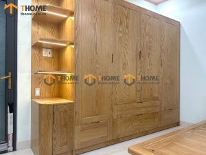 Tủ áo gỗ sồi tự nhiên thiết kế 12 TA-22SN