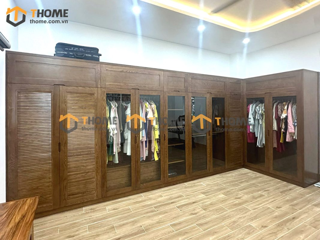 Tủ áo gỗ sồi tự nhiên thiết kế 13 TA-23SN