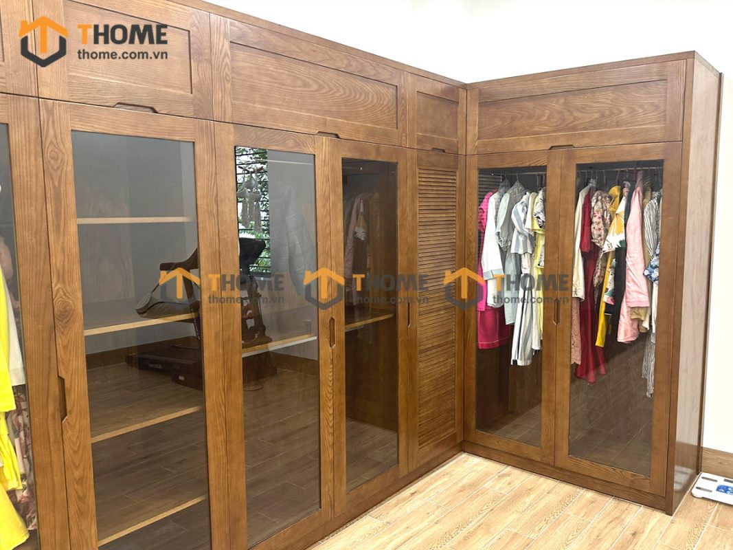 Tủ áo gỗ sồi tự nhiên thiết kế 13 TA-23SN