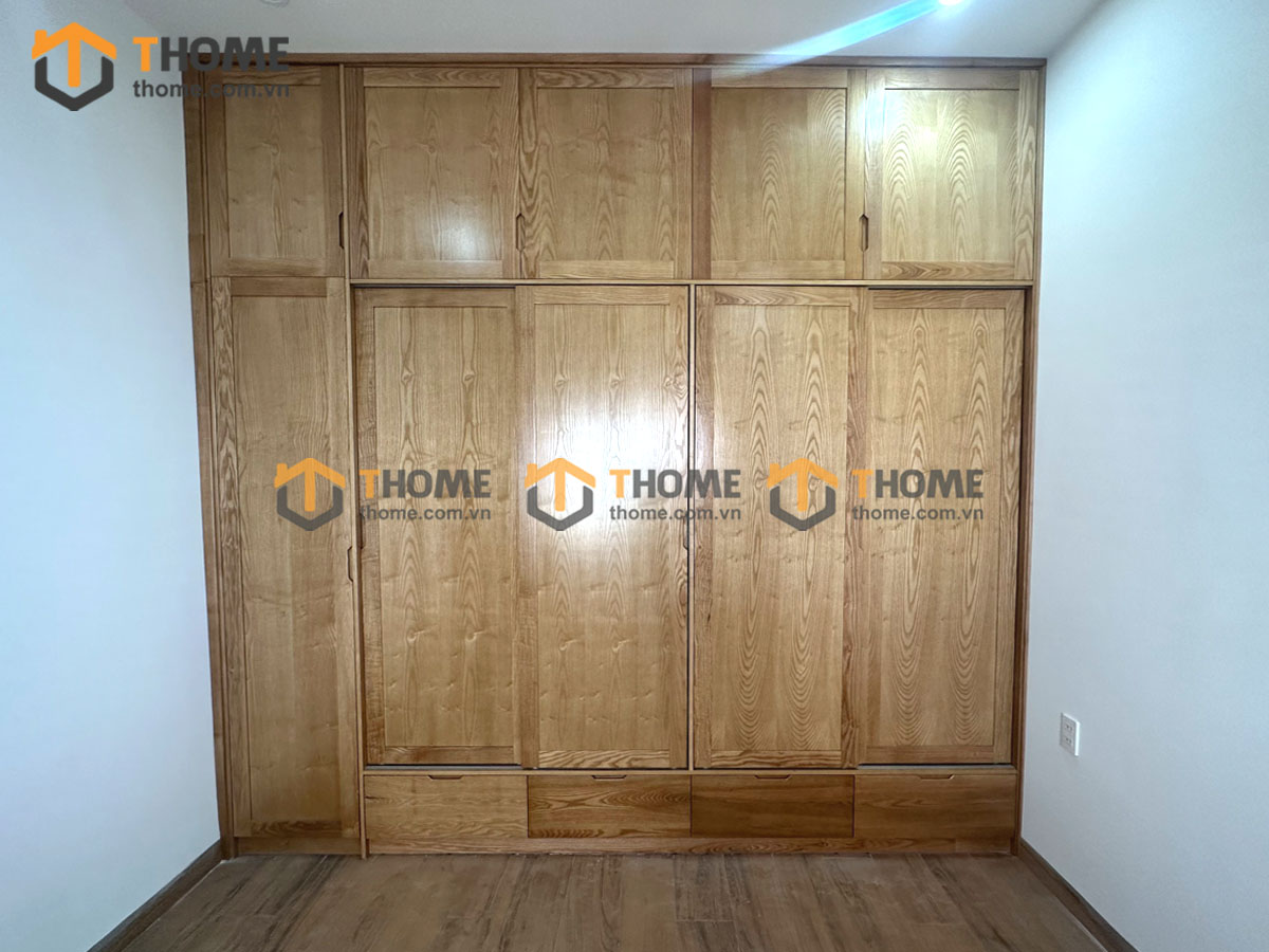 Tủ áo gỗ sồi tự nhiên thiết kế 14 TA-24SN