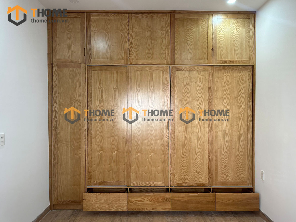 Tủ áo gỗ sồi tự nhiên thiết kế 14 TA-24SN