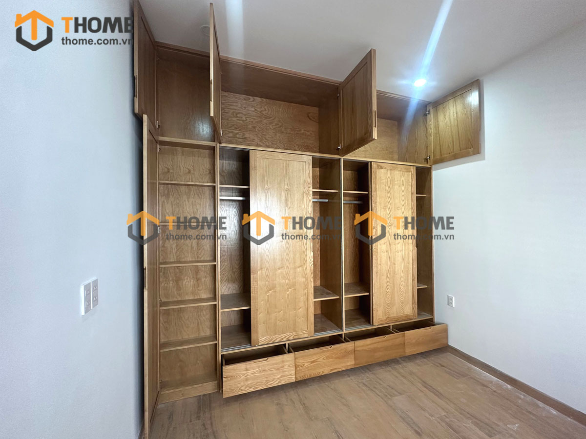 Tủ áo gỗ sồi tự nhiên thiết kế 14 TA-24SN