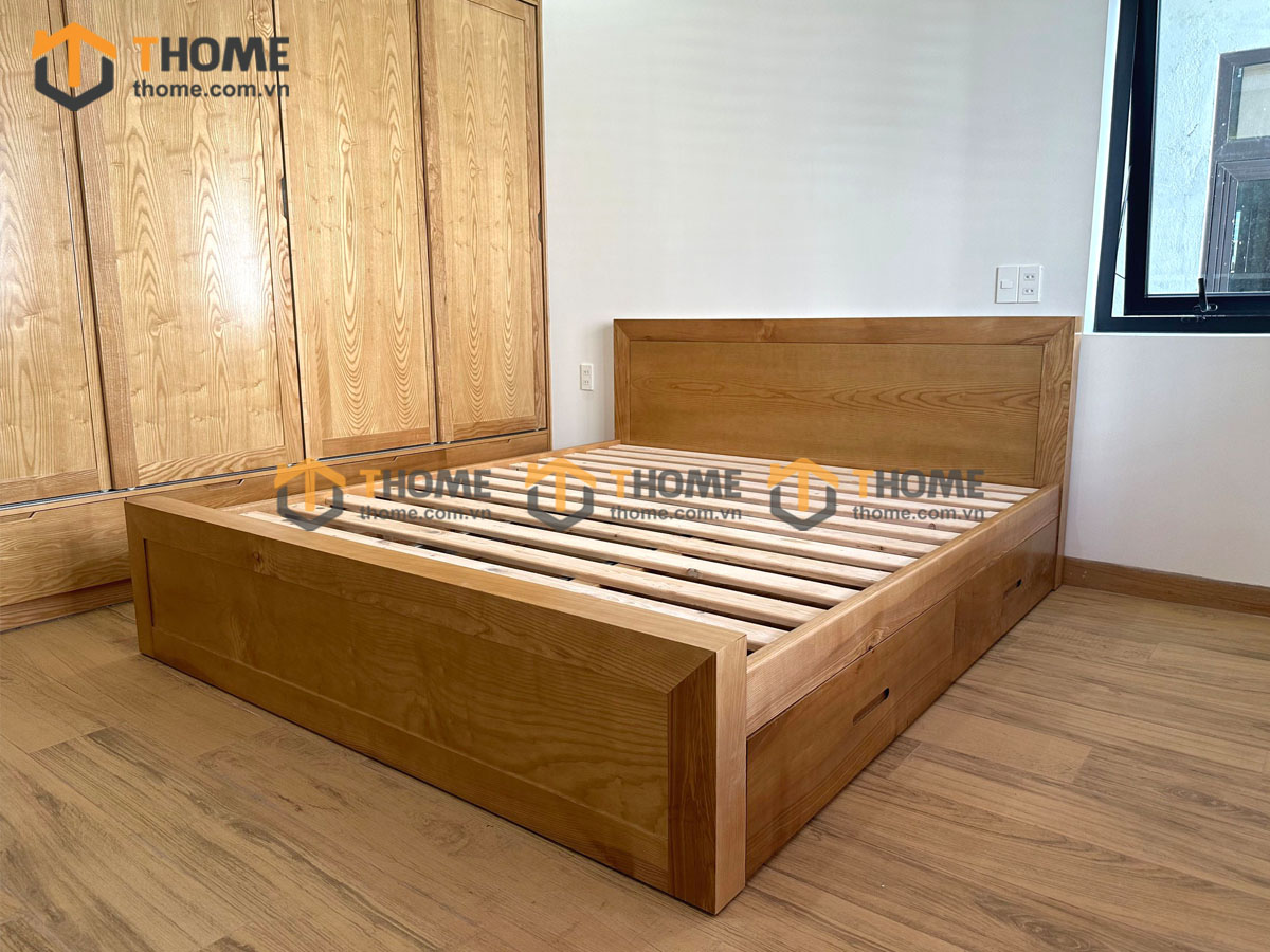 Tủ áo gỗ sồi tự nhiên thiết kế 14 TA-24SN