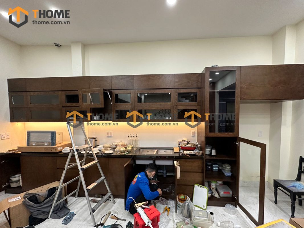 Hình ảnh thi công gỗ sồi tự nhiên nhà anh Tường Lý Thái Tổ TTTC-06SN