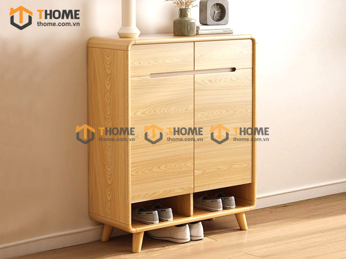 Tủ giày gỗ sồi tự nhiên 1 tầng 2 cánh mở Movado TG-09SN