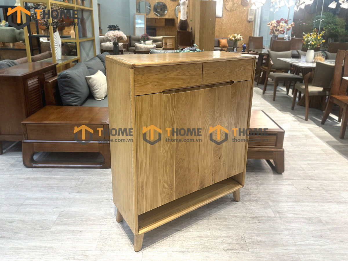 Tủ giày gỗ sồi tự nhiên 1 tầng 2 cánh mở Movado TG-09SN
