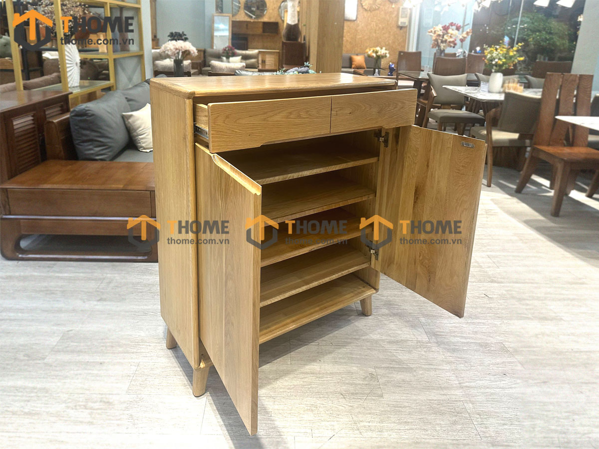 Tủ giày gỗ sồi tự nhiên 1 tầng 2 cánh mở Movado TG-09SN