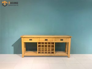 Tủ rượu gỗ sồi tự nhiên 3 hộc kéo 20 ô TR-02SM