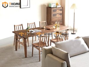 Bàn ăn gỗ sồi tự nhiên Luca chân chữ H BAMG-23SN