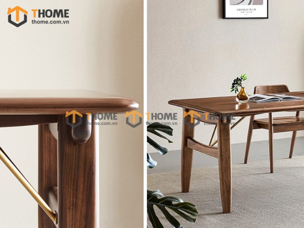 Bàn ăn gỗ sồi tự nhiên Harry chân chữ H BAMG-23SN