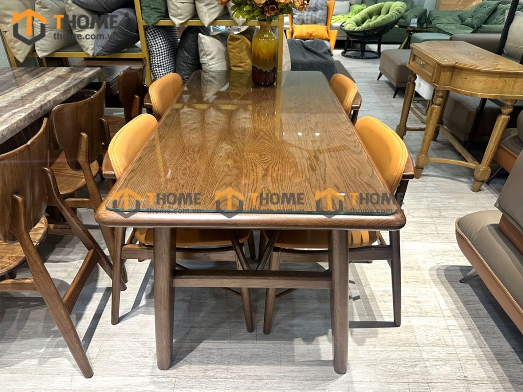 Bàn ăn gỗ sồi tự nhiên Harry chân chữ H BAMG-23SN