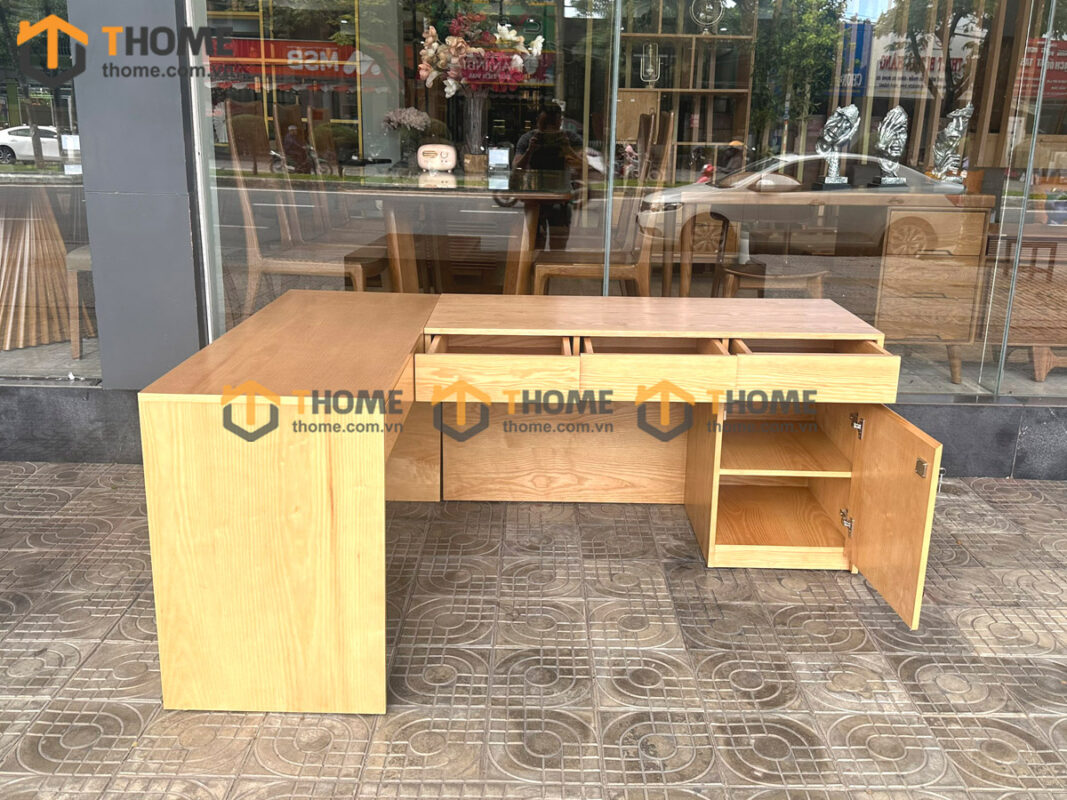 Bàn Làm Việc Góc Gỗ Sồi Tự Nhiên 1 Cánh BLV1T-24SN