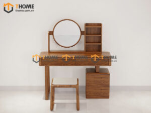 Bàn trang điểm gỗ sồi tự nhiên Cogo Thọa Lệch Chân Vuông 1.2m BTD-09SN