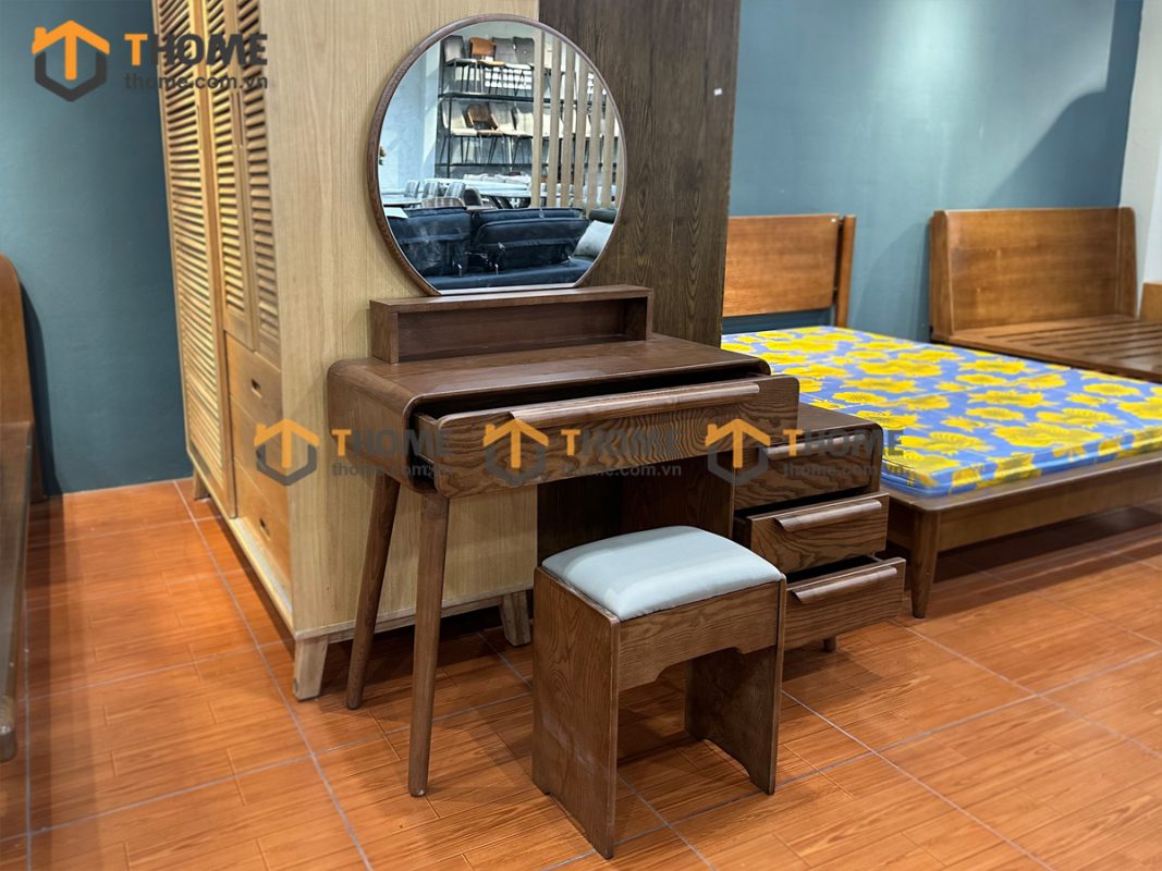 Bàn trang điểm gỗ sồi tự nhiên Nova hộp BTD-10SN