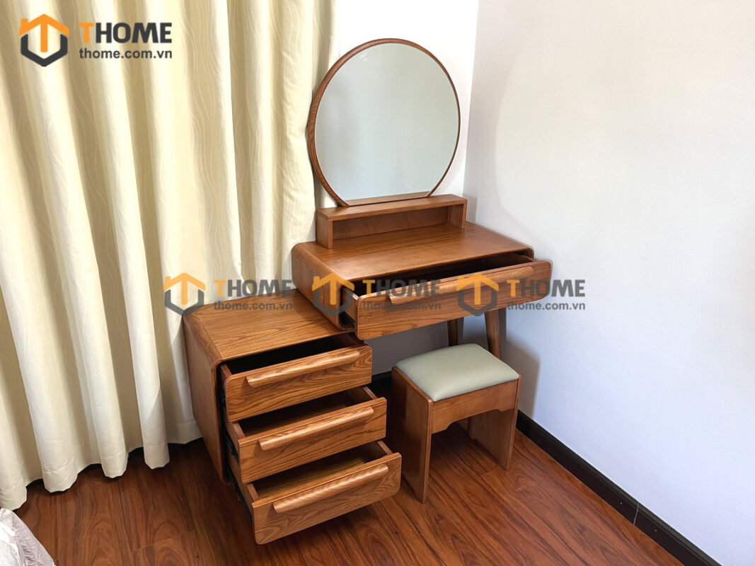 Bàn trang điểm gỗ sồi tự nhiên Nova hộp dài BTD-10SN
