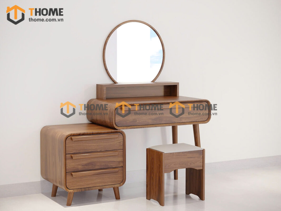 Bàn Trang Điểm Gỗ Sồi Tự Nhiên Nova Kệ Hộp Nằm 1.2m BTD-10SN